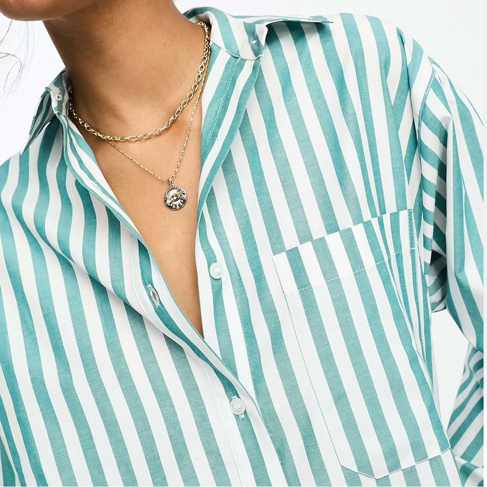 ASOS Oversized Stripe Button Up - Picture 2 of 3
